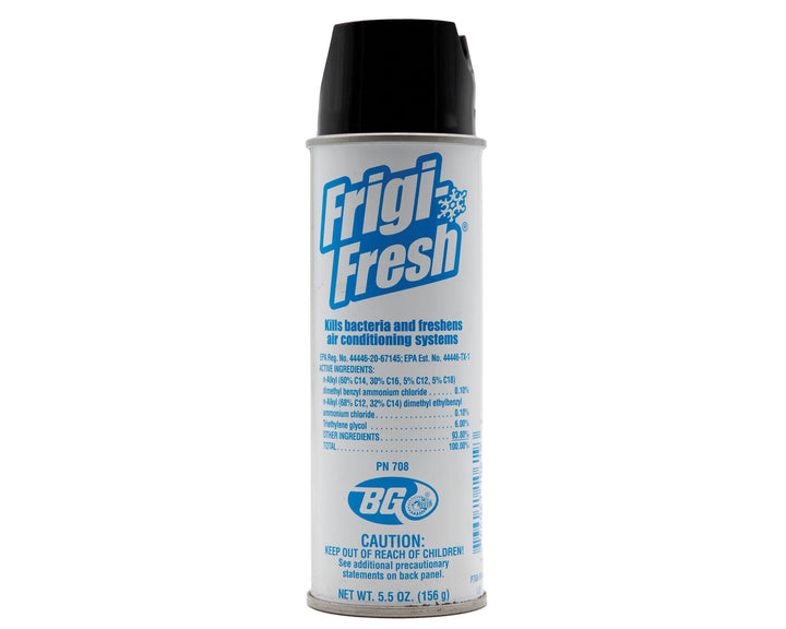 BG Frigi-Fresh front canister showing label and benefit of eliminating A/C odors