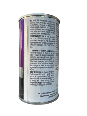 BG RF7 label closeup displaying directions and performance claims on the can