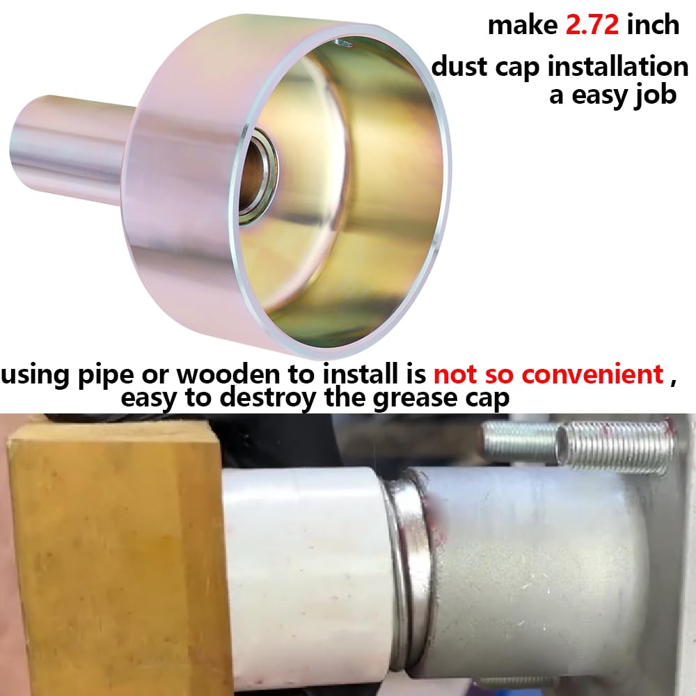 BgfWssh tool in use pressing a trailer dust cap for damage free installation