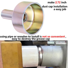 BgfWssh tool in use pressing a trailer dust cap for damage free installation