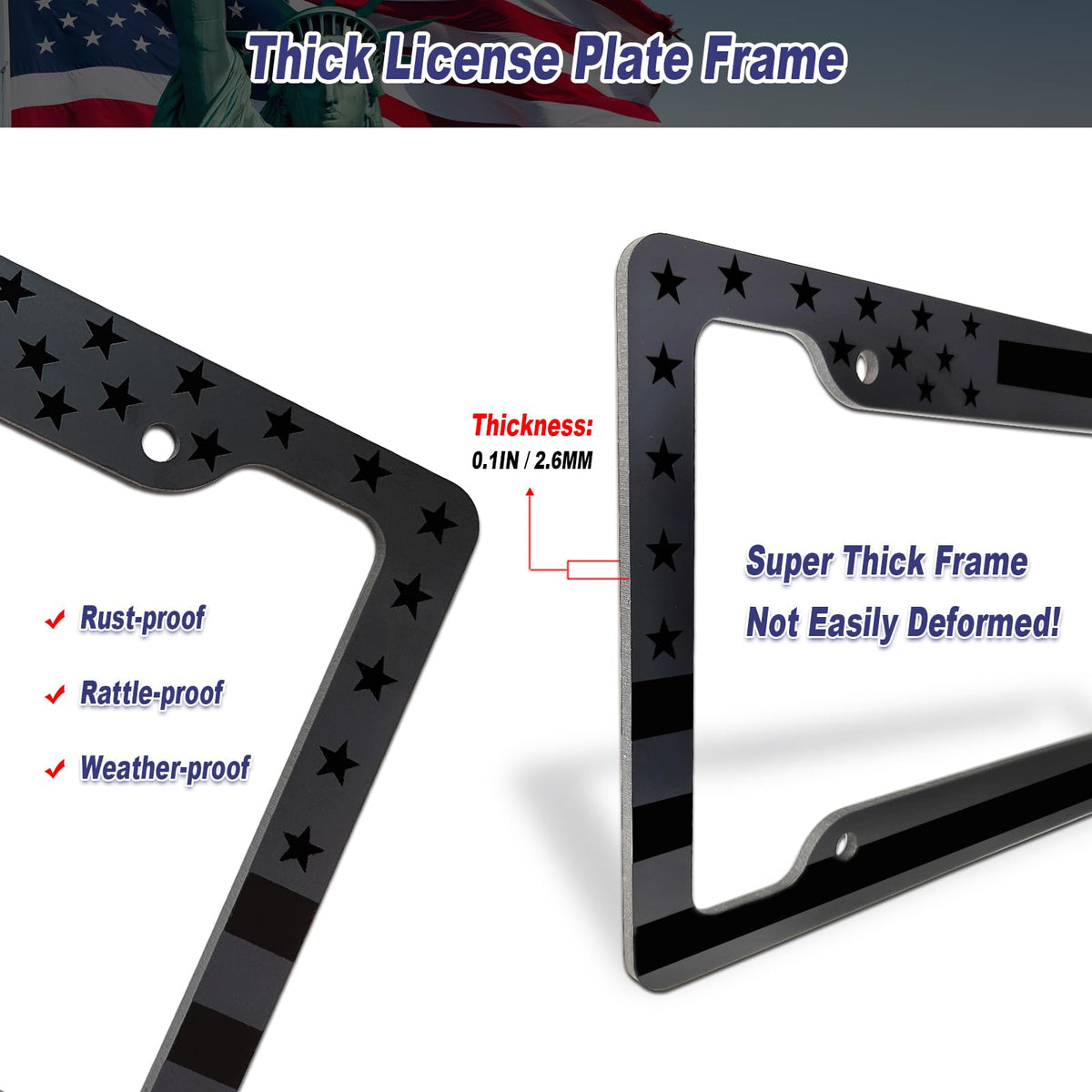 BGGTMO frame installed on front bumper showing legal sticker visibility benefit