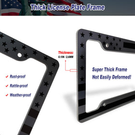 BGGTMO frame installed on front bumper showing legal sticker visibility benefit