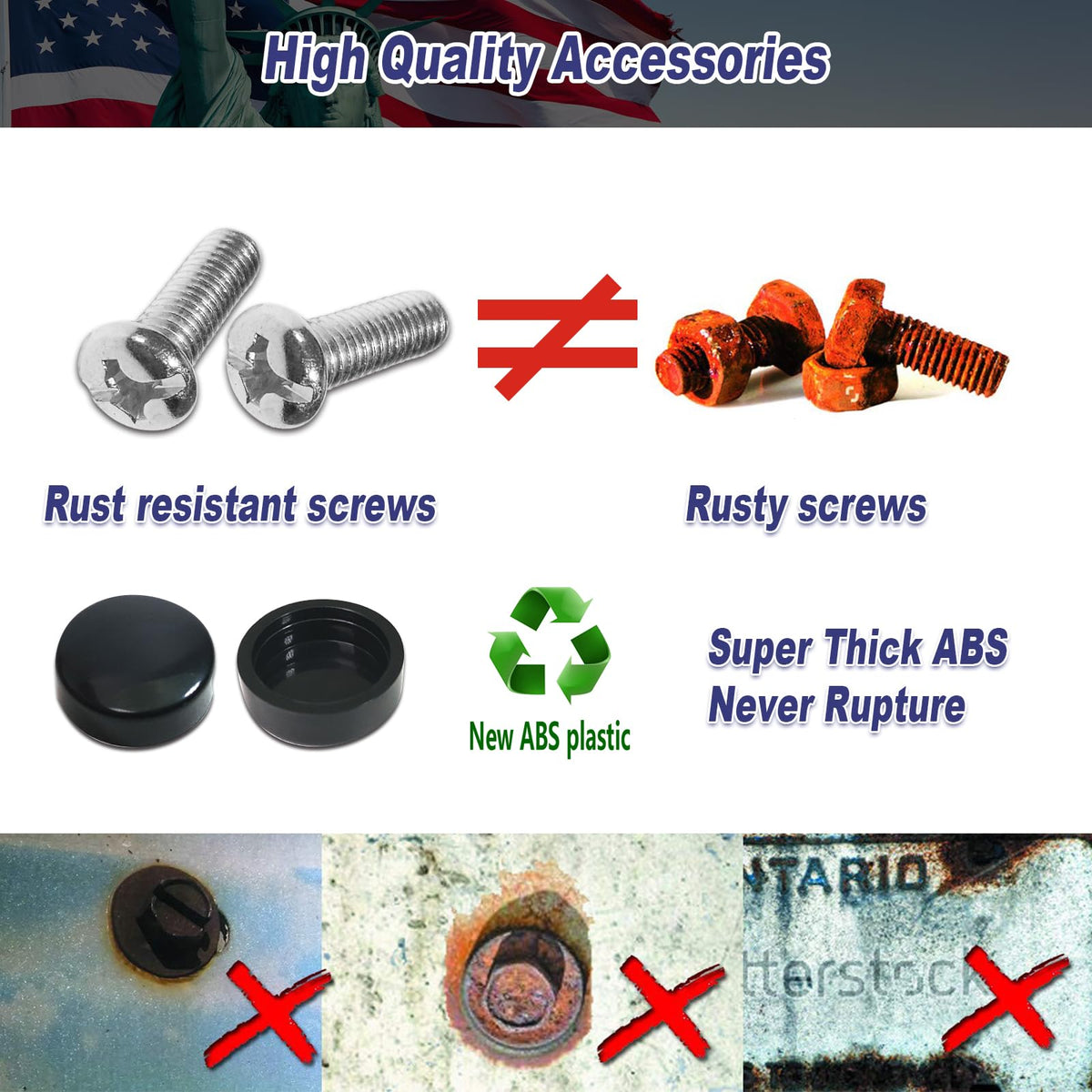 BGGTMO pair of aluminum American flag valve caps installed on tire valve stems benefit