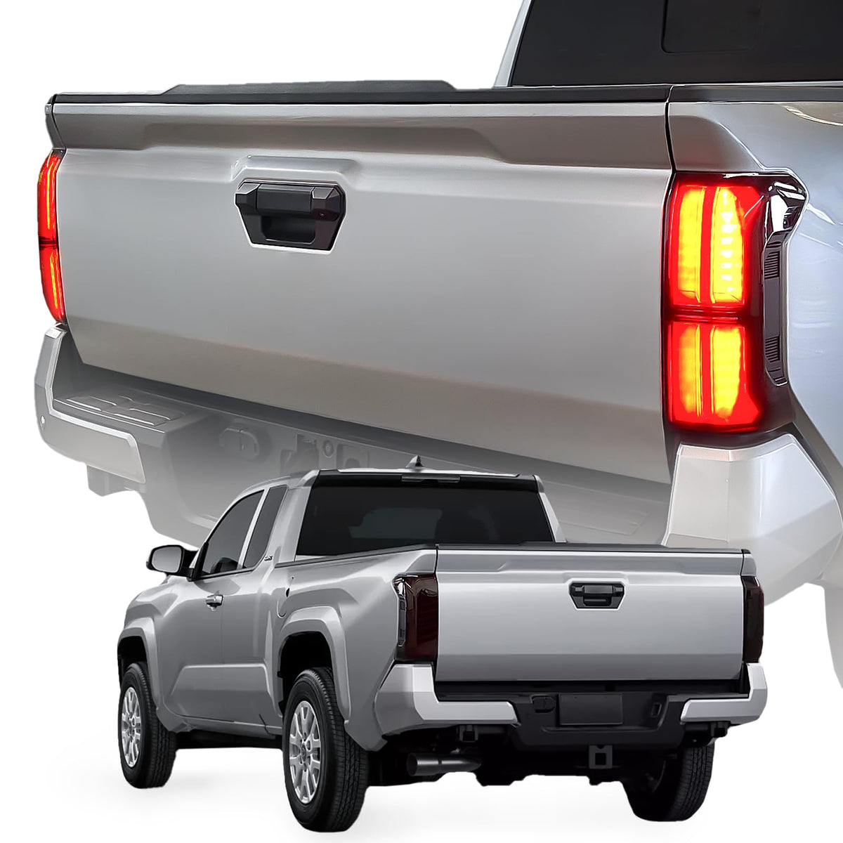 bgucar front view of taillight protector cover showing precise fit and stylish smoked finish benefit: improved rear aesthetics