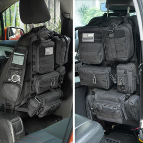 BIAOXMAW front view organizer showing pockets and molle for tidy storage