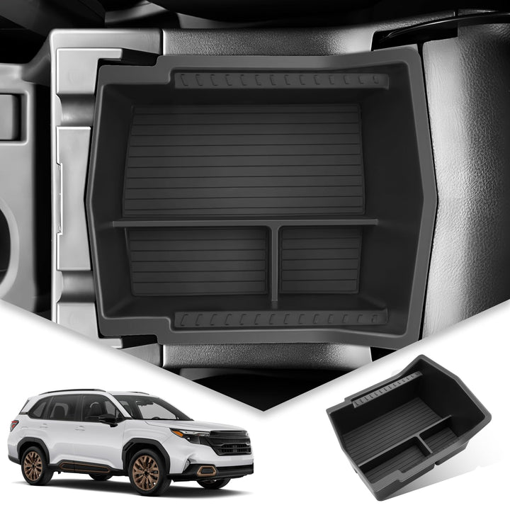 BIBIBO front view console tray showing clean organized space and refined interior