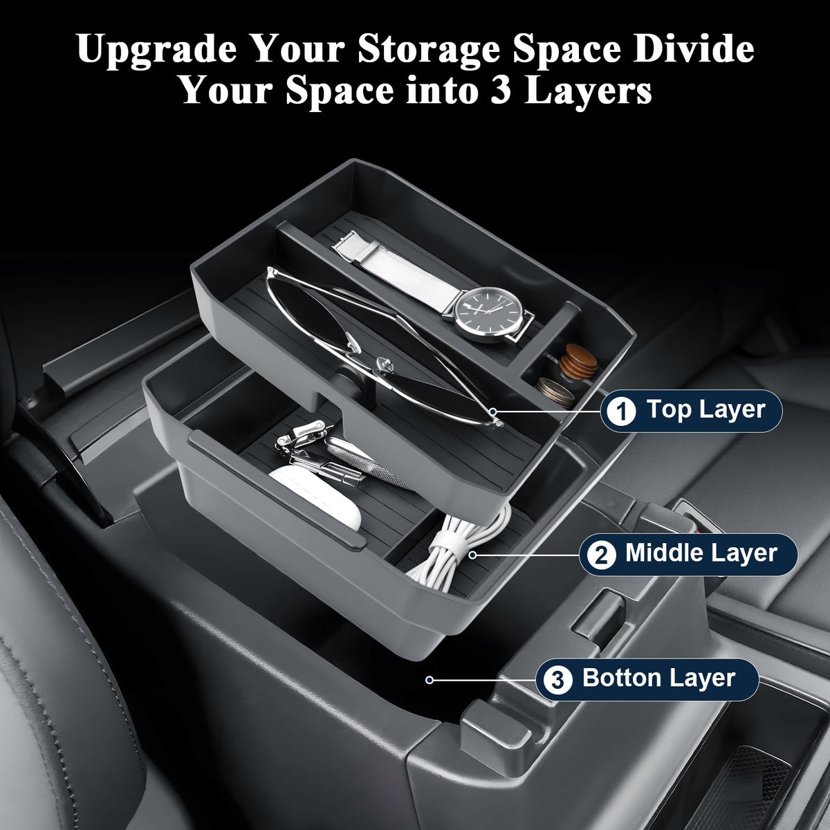BIBIBO lower compartment detail holding larger items and reducing rattles