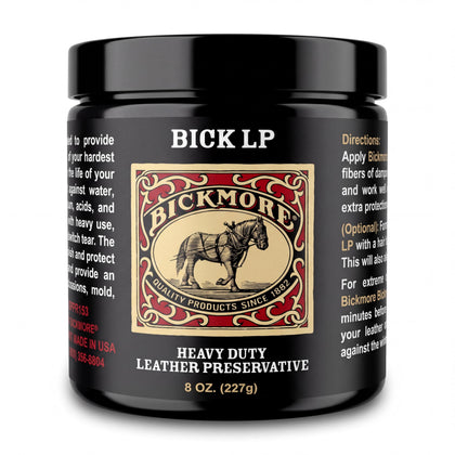 Bickmore Bick LP front label showing product and size, clear identification benefit