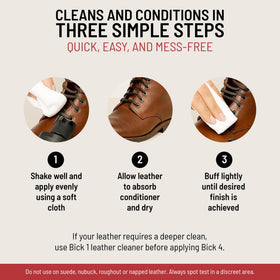 Bickmore Bick 4 before and after on leather couch demonstrating restoration