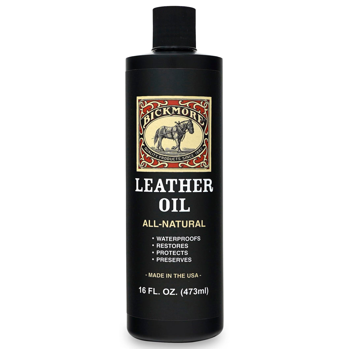Bickmore front label on 16 oz bottle showing clear product identity and trust