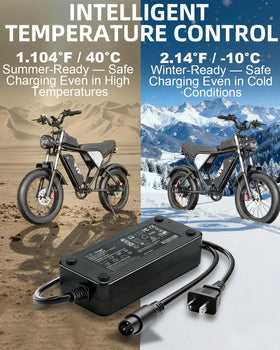 BICMDO charger plugged into Super73 battery demonstrating fast charging convenience