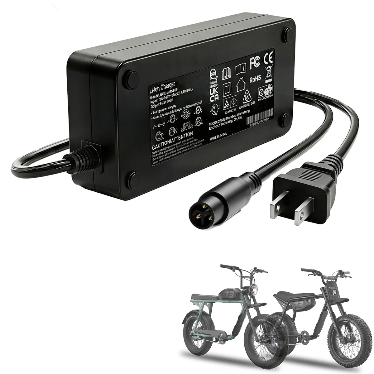 BICMDO front view of charger showing compact design and safe charging