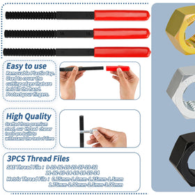 Bicos colored dies and labeled slots for fast UNC UNF metric identification benefit
