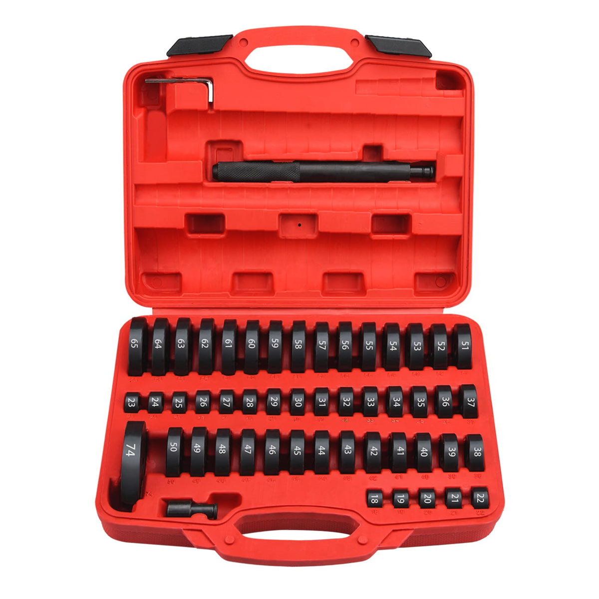 Bicos front case open showing organized 52-piece kit and quick access benefit