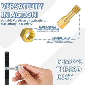 Bicos in-use image restoring bolt threads showing faster repair and clean threads