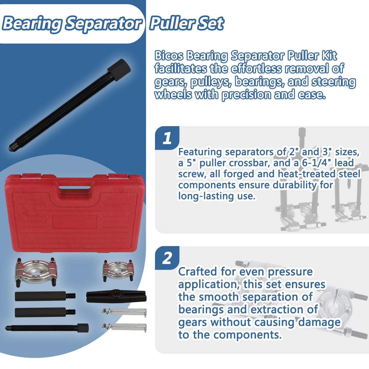 Bicos puller in use extracting a gear, demonstrating safe, controlled removal
