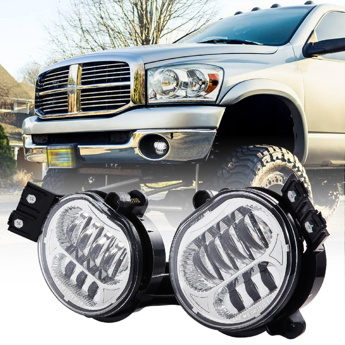 BICYACO fog light front view shows chrome housing and improved visibility