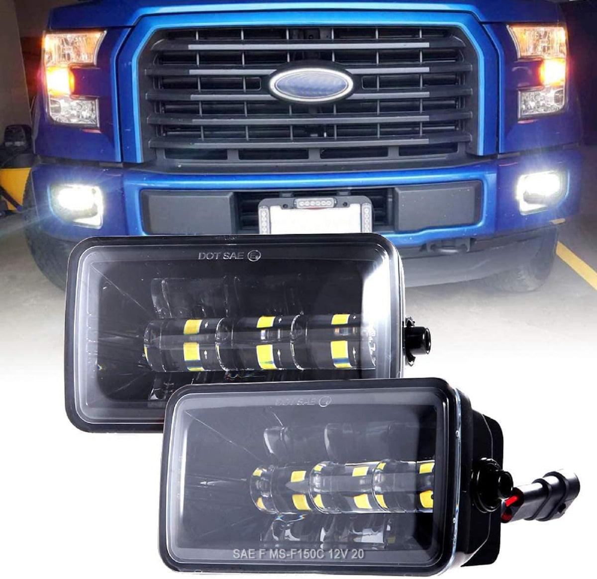 BICYACO front assembled fog lights showing fit and finish, improves night visibility