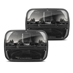 BICYACO front view of 5x7 LED headlight shows brighter road illumination benefit