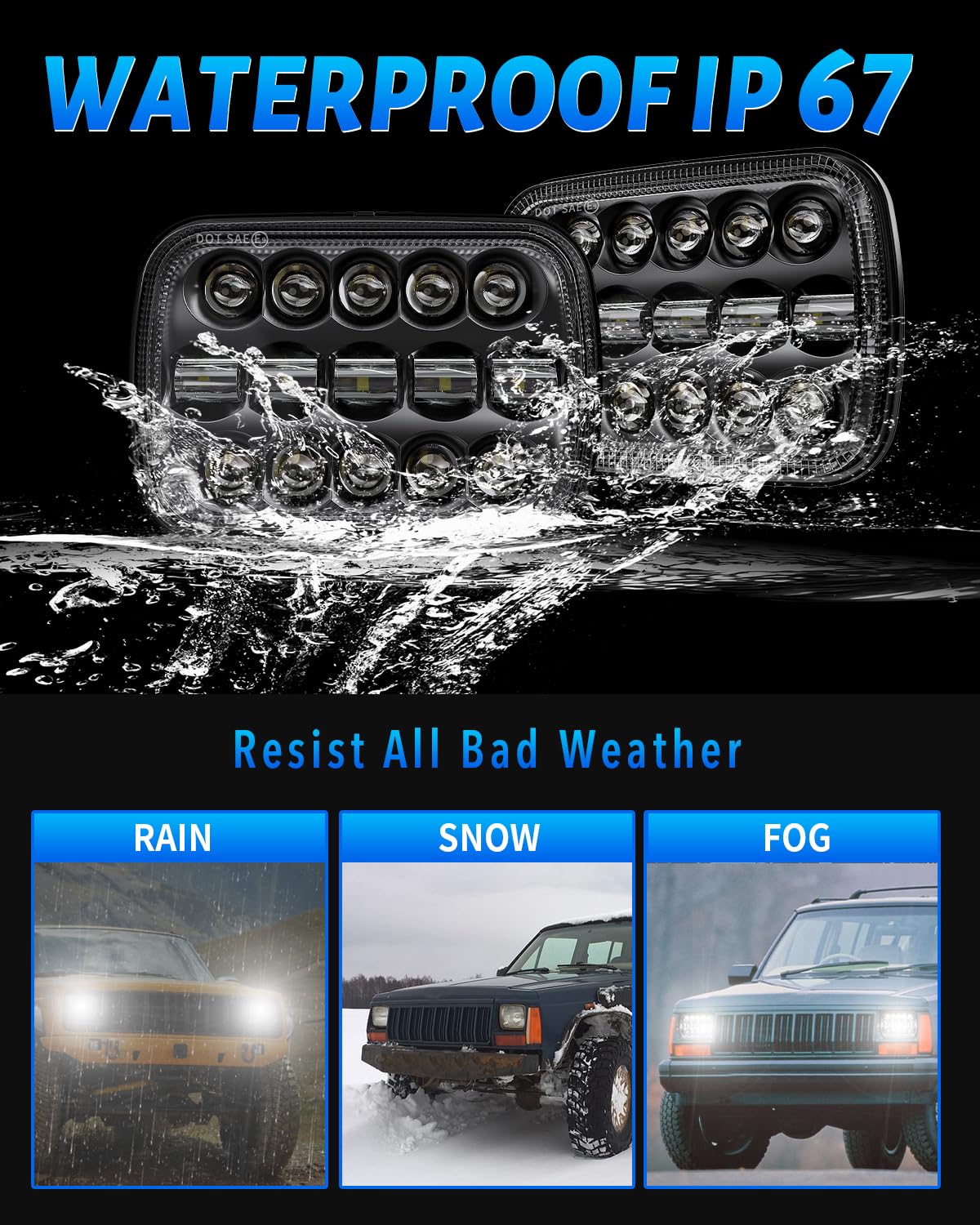 BICYACO headlight mounted on Jeep Wrangler demonstrating brighter road illumination