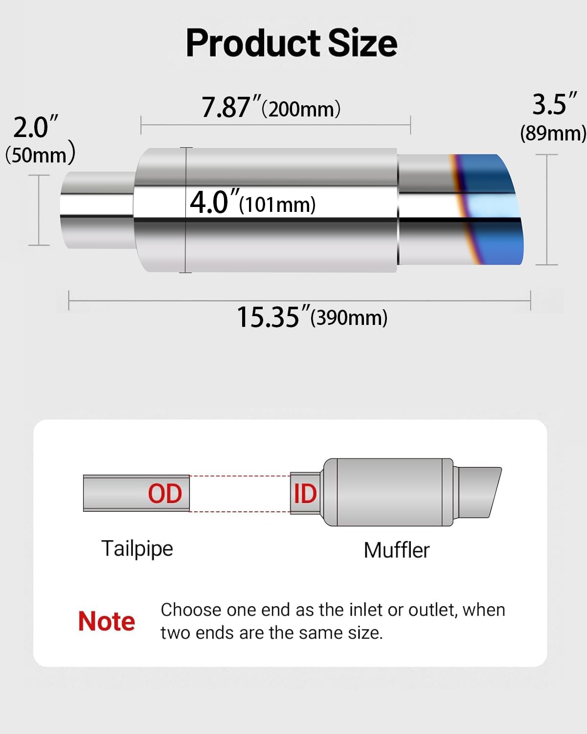Bielpord view of inlet and outlet diameters showing fitment clarity