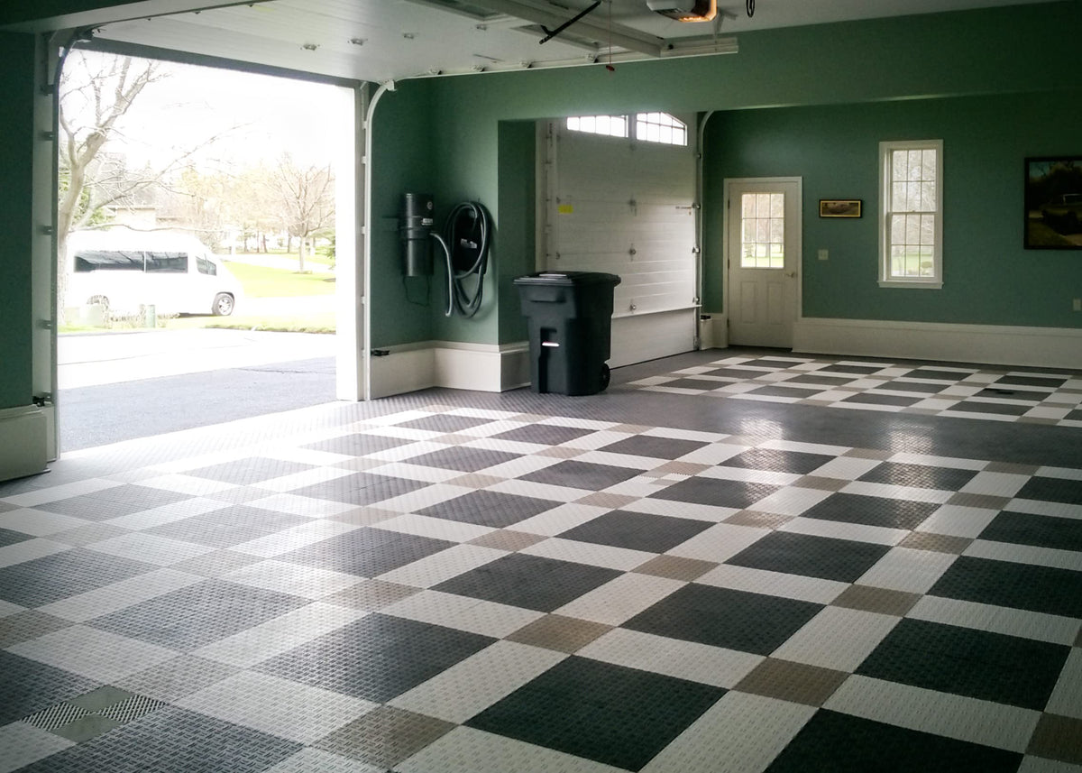 Big Floors tile being mopped to show stain resistance and easy cleaning