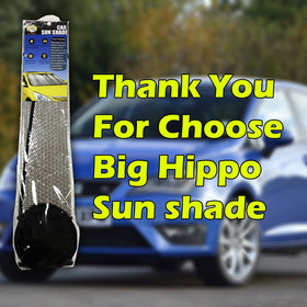 Big Hippo sun shade beside ruler showing 55.16 by 27.5 inch coverage