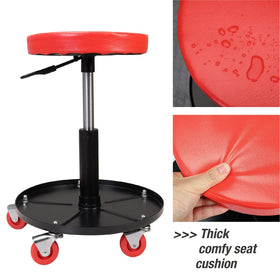 BIG RED side profile showing pneumatic lever and adjustable height benefit for reach