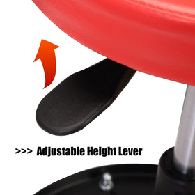 BIG RED vinyl seat being wiped clean to show easy maintenance and spill resistance
