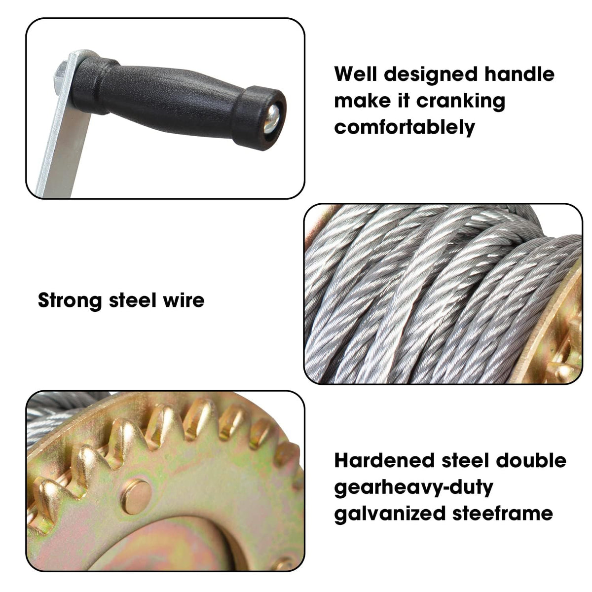 BIG RED anti-slip 7.3 inch handle detail for comfortable cranking