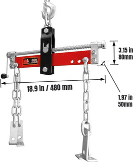 BIG RED close-up of four 14-inch chains and L-brackets offering secure attachment