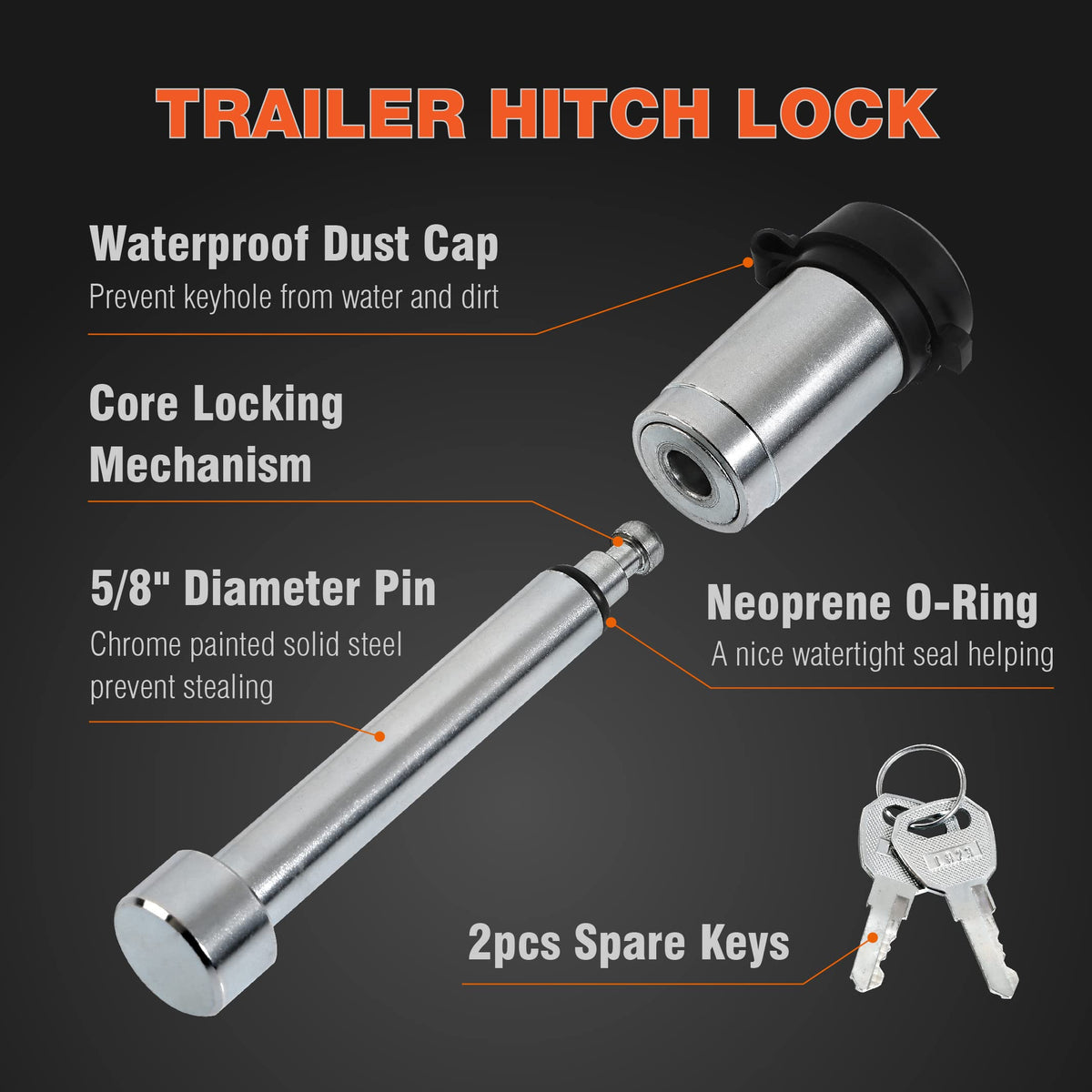 Big RED close-up of locking head showing key mechanism for reliable security