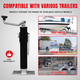 BIG RED folded jack on trailer tongue demonstrating compact travel storage