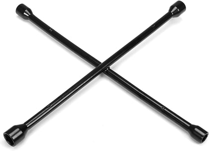 BIG RED front view of 20" 4-way lug wrench showing all four sockets and leverage benefit