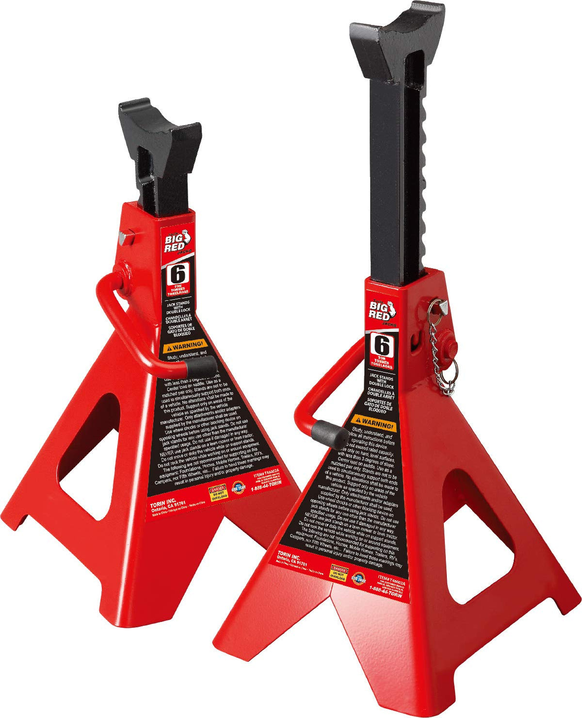 BIG RED front view of pair showing sturdy support and visibility benefit