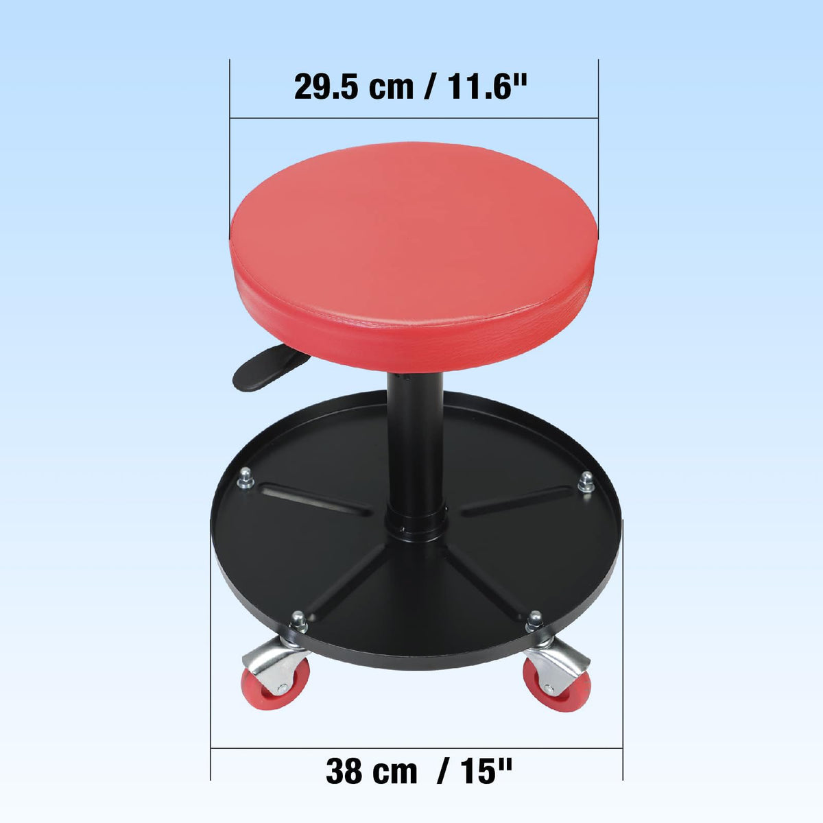 BIG RED pneumatic lever detail for quick height adjustment benefit