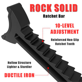 BIG RED ratchet bar and removable locking pin showing secure locking benefit
