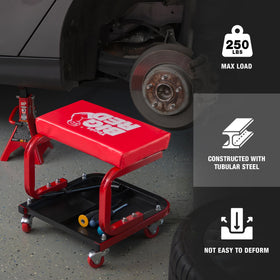 BIG RED caster detail showing 360-degree ball-bearing wheel ensures smooth movement benefit: precise positioning