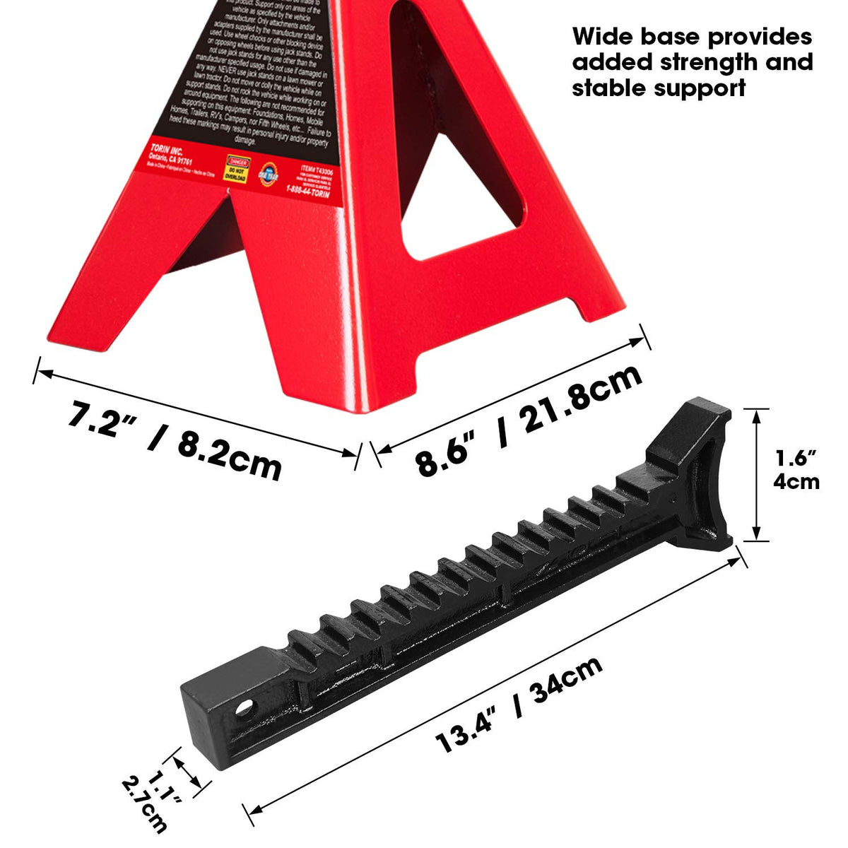 BIG RED wide base detail emphasizing stable footprint and safety