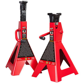 BIG RED front view of jack stand pair showing height and stability benefit