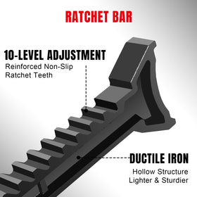 BIG RED height-range measurement showing adjustable 15-3/8 to 23-13/16 inches