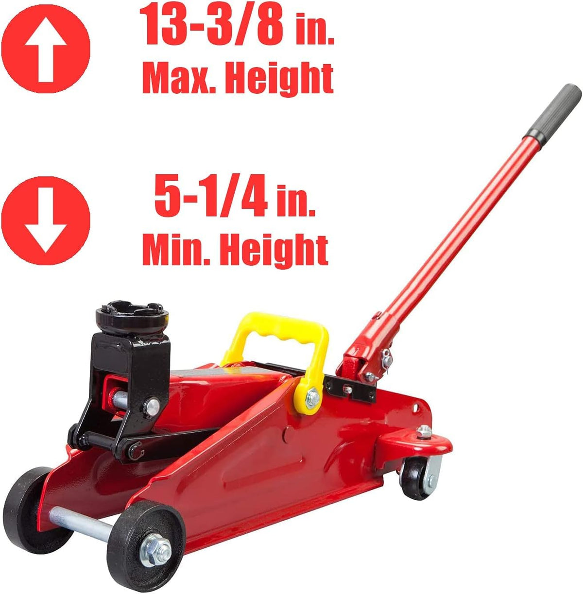 BIG RED close-up of jack pump handle and release valve for precise control benefit