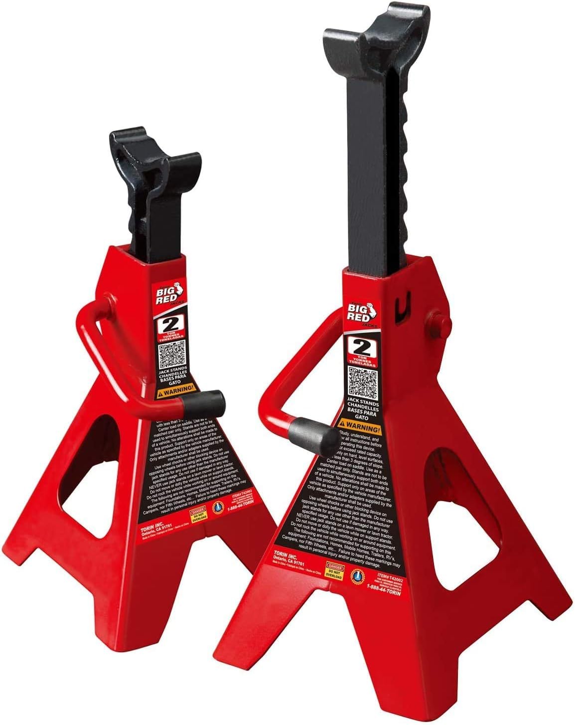 BIG RED jack stand saddle and sawtooth ratchet for positive locking benefit