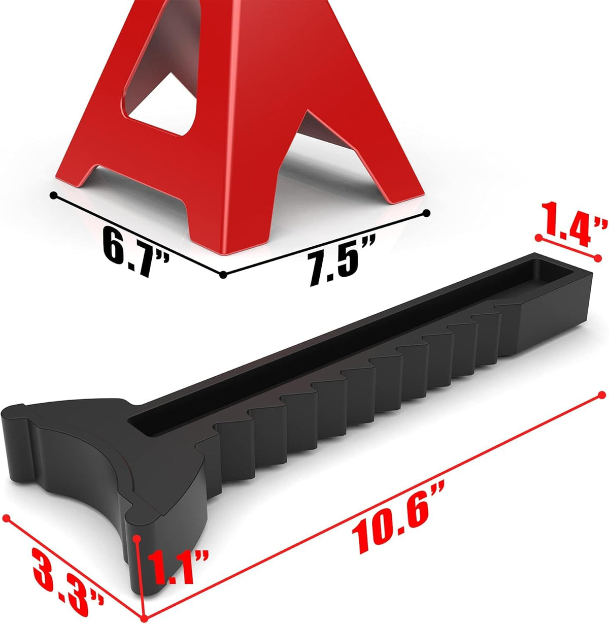 BIG RED stands beside ruler to show scale and adjustable height range