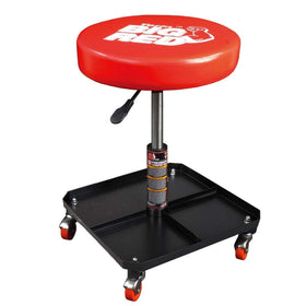 BIG RED front view of red creeper seat showing sturdy frame and padded cushion for comfort