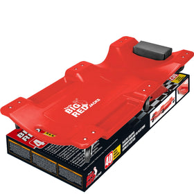 BIG RED front view of creeper showing low-profile deck and handle for easy transport