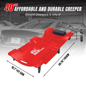 BIG RED padded headrest close-up providing neck comfort during long jobs
