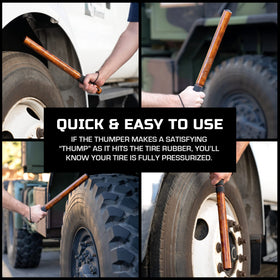 Big Rig Defense in use on a truck tire for quick inflation sound checks