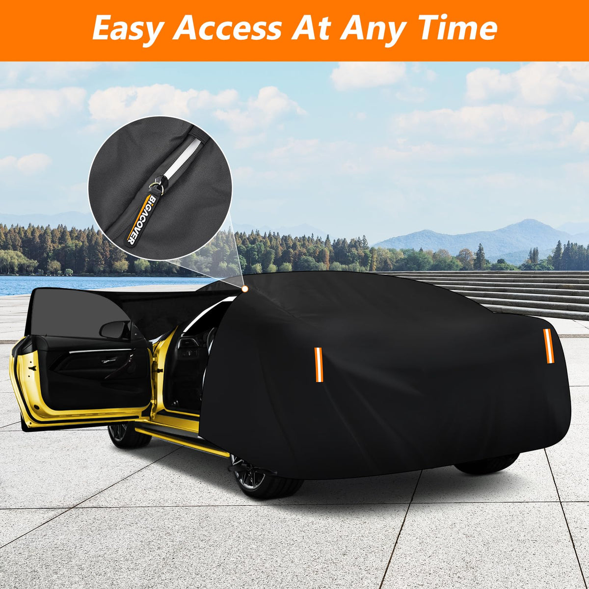 BIGACOVER windproof straps and buckles securing cover in strong wind