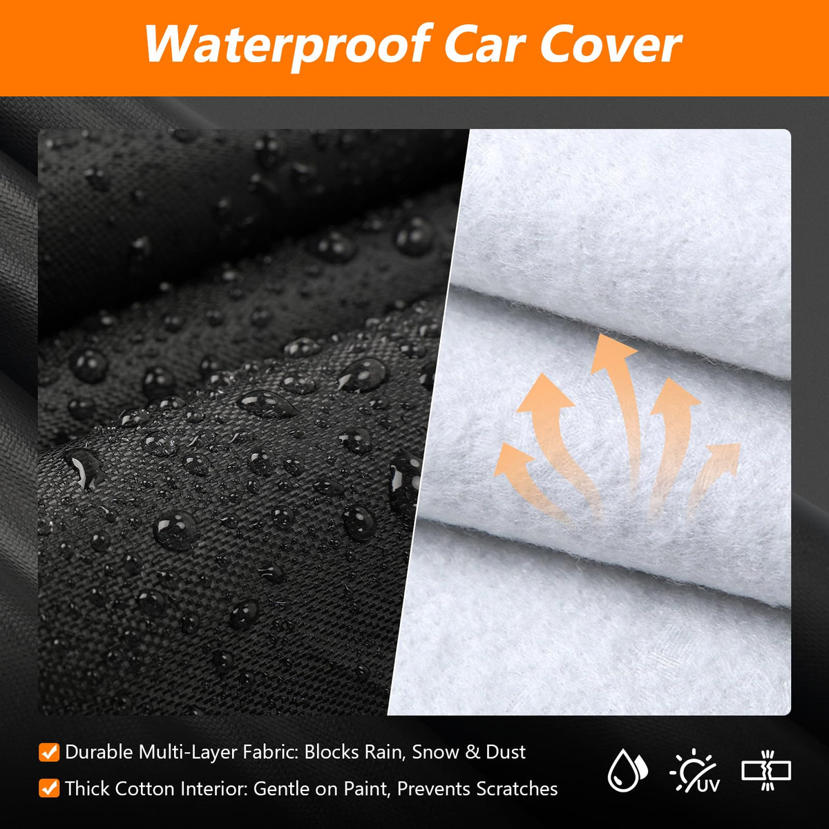 BIGACOVER cotton lining close-up gently protecting vehicle paint
